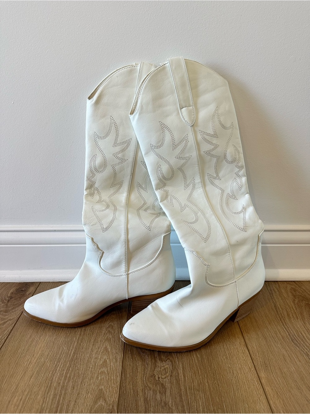 Billini White Western Knee-High Heeled Boots